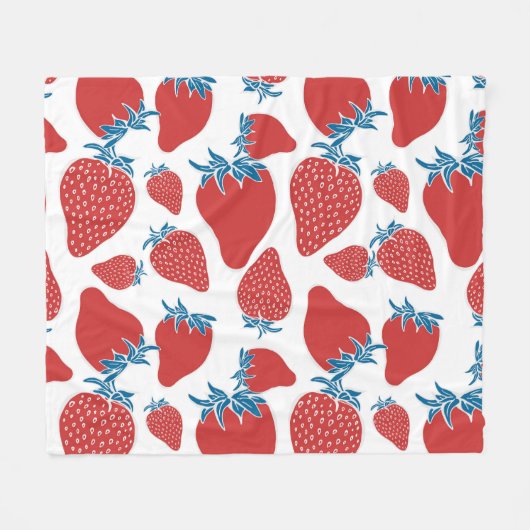 Hand getrokken aardbei  patroon fleece deken (Voorkant (Horizontaal))