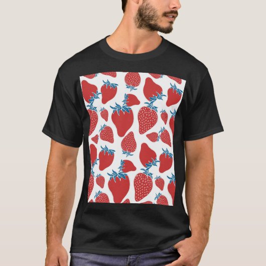 Hand getrokken aardbei patroon t-shirt (Voorkant)