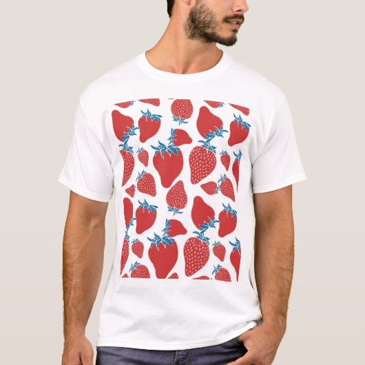 Hand getrokken aardbei patroon t-shirt (Voorkant)