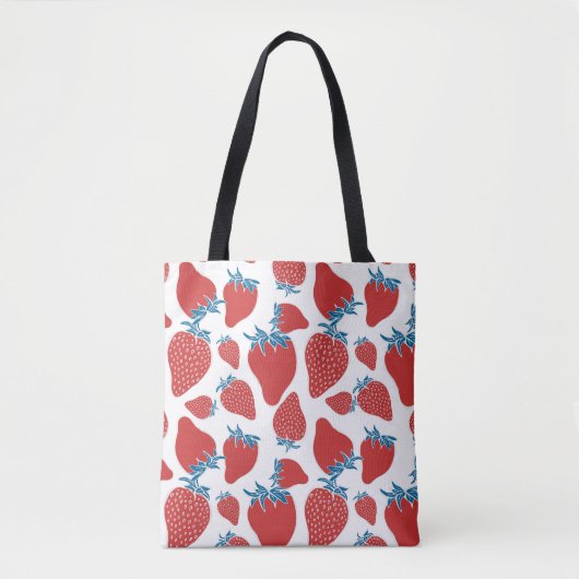Hand getrokken aardbei  patroon tote bag (Voorkant)
