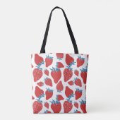 Hand getrokken aardbei  patroon tote bag (Achterkant)