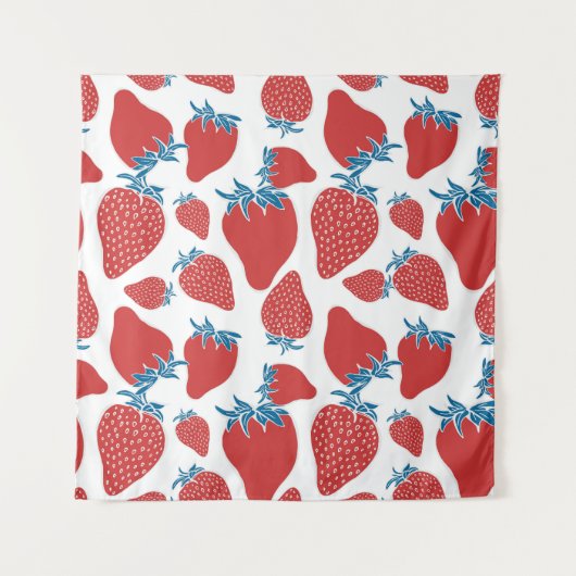Hand getrokken aardbei patroon wandkleed (Voorkant)