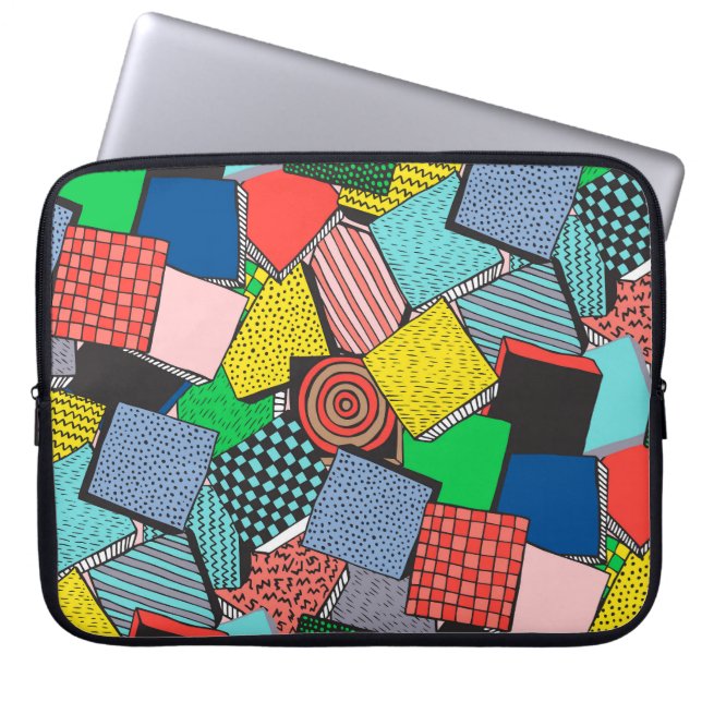Hand getrokken Abstracte blokkentextuur Laptop Sleeve (Voorkant)