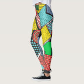 Hand getrokken Abstracte blokkentextuur Leggings (Links)