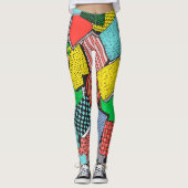 Hand getrokken Abstracte blokkentextuur Leggings (Voorkant)