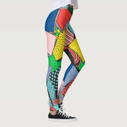 Hand getrokken Abstracte blokkentextuur Leggings (Rechts)
