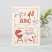 Hand getrokken achtertuin Ik doe BBQ verlovingsfee Kaart (Staand voorkant)