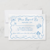 Hand getrokken actuele kusthuwelijk RSVP Kaart (Voorkant)