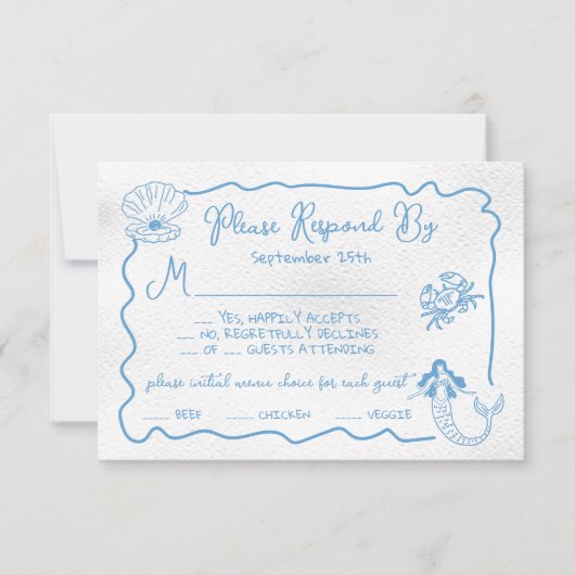 Hand getrokken actuele kusthuwelijk RSVP Kaart (Voorkant)