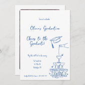 Hand getrokken Afstuderen Uitnodiging en bekendmak (Voorkant / Achterkant)