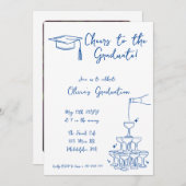 Hand getrokken Afstuderen Uitnodiging en bekendmak (Voorkant / Achterkant)