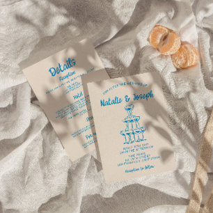 Hand getrokken allen in één blauwe champagnetoren  kaart