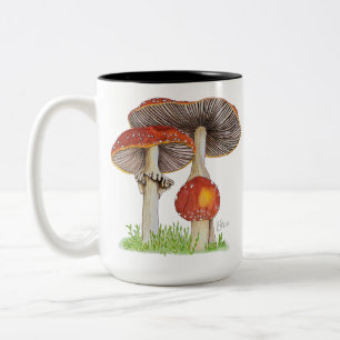 Hand getrokken Amanita Muscaria Tweekleurige Koffiemok