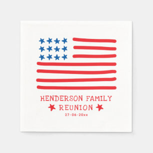 Hand getrokken Amerikaanse vlag - Familie reünie Servet