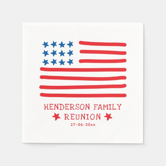 Hand getrokken Amerikaanse vlag - Familie reünie Servet (Voorkant)