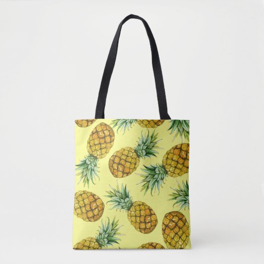 Hand getrokken ananas: Waterverf naadloos Tote Bag (Voorkant)
