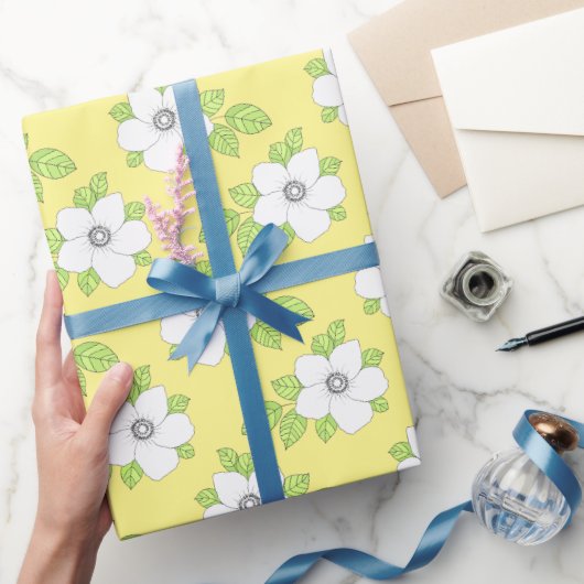 Hand getrokken Anemone Bloem Patroon Wrapping Papi Cadeaupapier (Geschenken)
