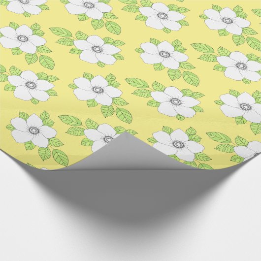 Hand getrokken Anemone Bloem Patroon Wrapping Papi Cadeaupapier (Hoek)