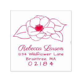 Hand getrokken anemoon bloem & bladeren retouradre zelfinktende stempel