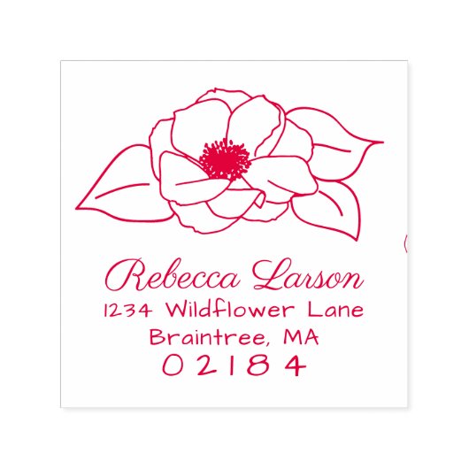 Hand getrokken anemoon bloem & bladeren retouradre  zelfinktende stempel (Design)