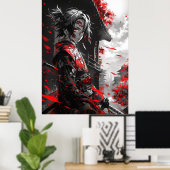 Hand getrokken anime minimalistische demon slager  poster (Thuiskantoor)