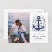 Hand getrokken anker foto Sla de datum Aankondigingskaart (Voorkant / Achterkant)