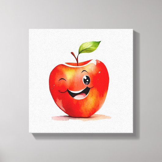 Hand-getrokken appel Emoji - Uitgerekte canvas Pri (Voorkant)