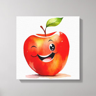 Hand-getrokken appel Emoji - Uitgerekte canvas Pri Afdruk