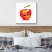 Hand-getrokken appel Emoji - Uitgerekte canvas Pri Afdruk (Insitu (Slaapkamer))