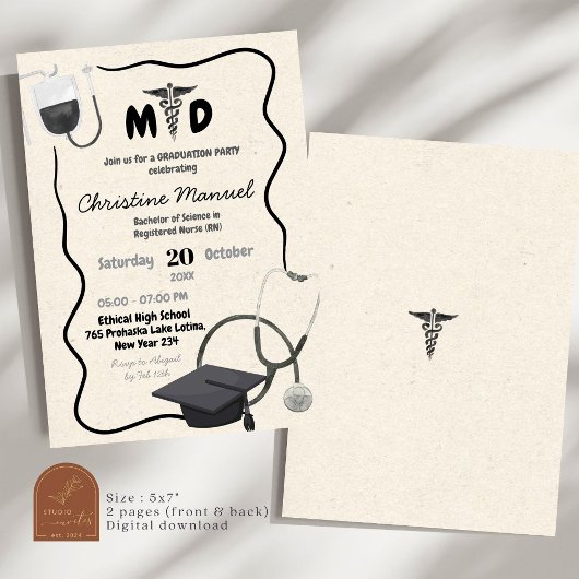 Hand getrokken arts Afstuderen Kaart