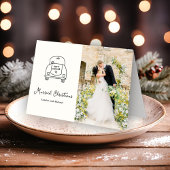 Hand getrokken auto Doodle Modern Pas getrouwd Chr Feestdagen Kaart