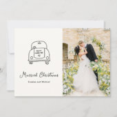 Hand getrokken auto Doodle Modern Pas getrouwd Chr Feestdagenkaart (Voorkant)