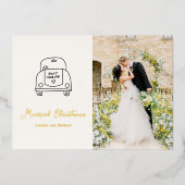 Hand getrokken auto Doodle Modern Pas getrouwd Chr Folie Feestdagenkaart (Voorkant)