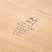 Hand getrokken auto Doodle Moderne bruiloft Acryl Uitnodigingen (Laagn)