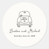 Hand getrokken auto Doodle Moderne bruiloft Ronde Sticker (Voorkant)