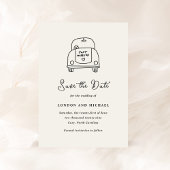 Hand getrokken auto Doodle Moderne bruiloft Save The Date