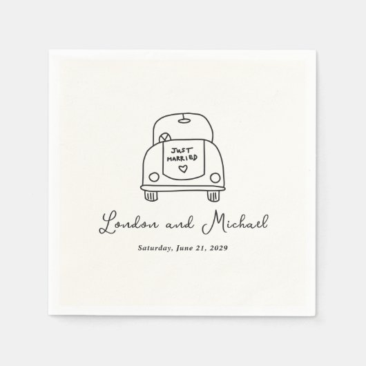 Hand getrokken auto Doodle Moderne bruiloft Servet (Voorkant)