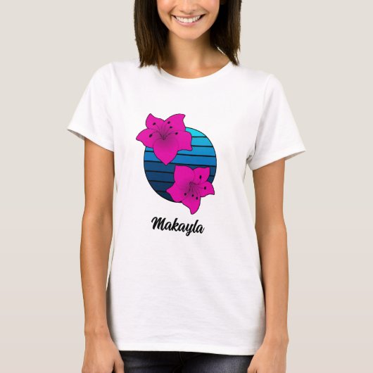 Hand getrokken Azalea met zonsondergang T-shirt (Voorkant)