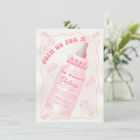 Hand getrokken Baby fles Baby shower Kaart (Staand voorkant)
