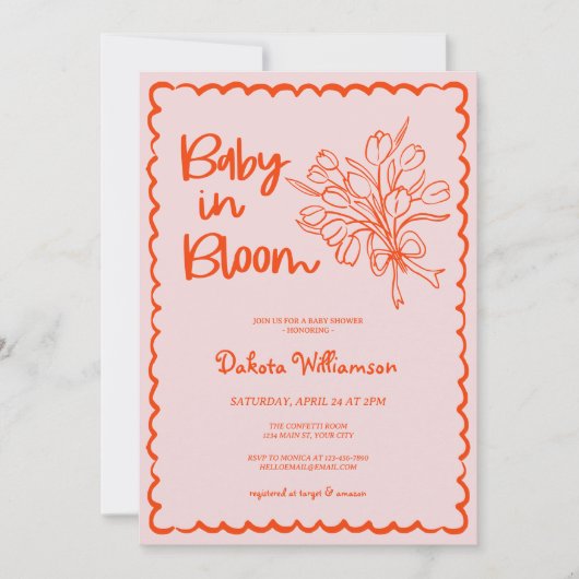 Hand getrokken Baby in Bloom Baby shower Kaart (Voorkant)