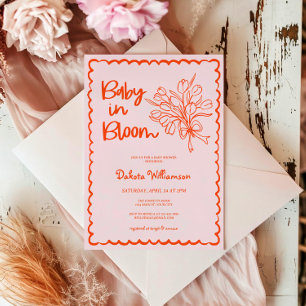 Hand getrokken Baby in Bloom Baby shower Kaart