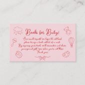 Hand getrokken Baby shower, Bow Girl Boeken voor B Informatiekaartje (Voorkant)