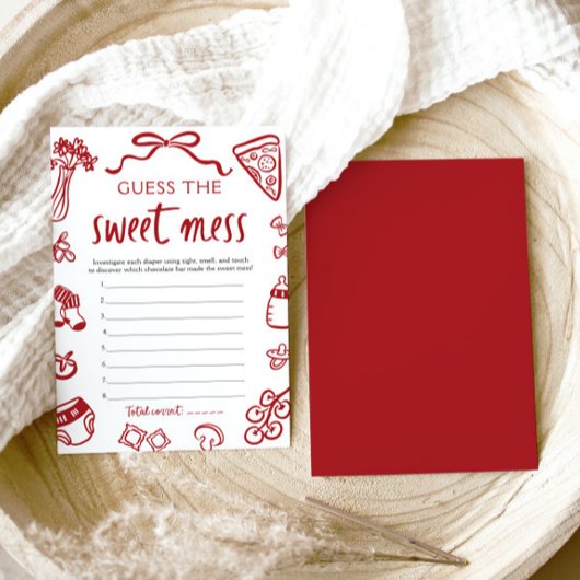 Hand getrokken Baby shower Guess het Sweet Mess sp Kaart