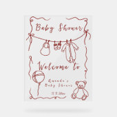 Hand getrokken Baby shower - Welkom baby shower Acryl Bord (Voorkant)