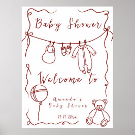 Hand getrokken Baby shower - Welkom baby shower Poster