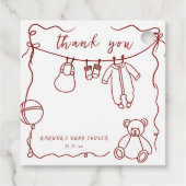 Hand getrokken babykleding baby shower dank u bedankjes labels (Achterkant)