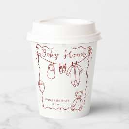 Hand getrokken babykleding baby shower papieren bekers