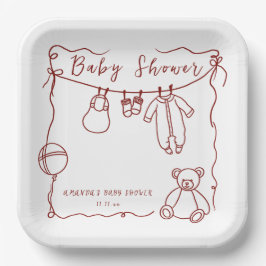 Hand getrokken babykleding baby shower papieren bordje