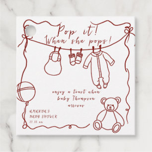 Hand getrokken babykleding baby shower Pop het Bedankjes Labels