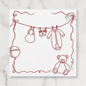 Hand getrokken babykleding baby shower Pop het Bedankjes Labels (Achterkant)